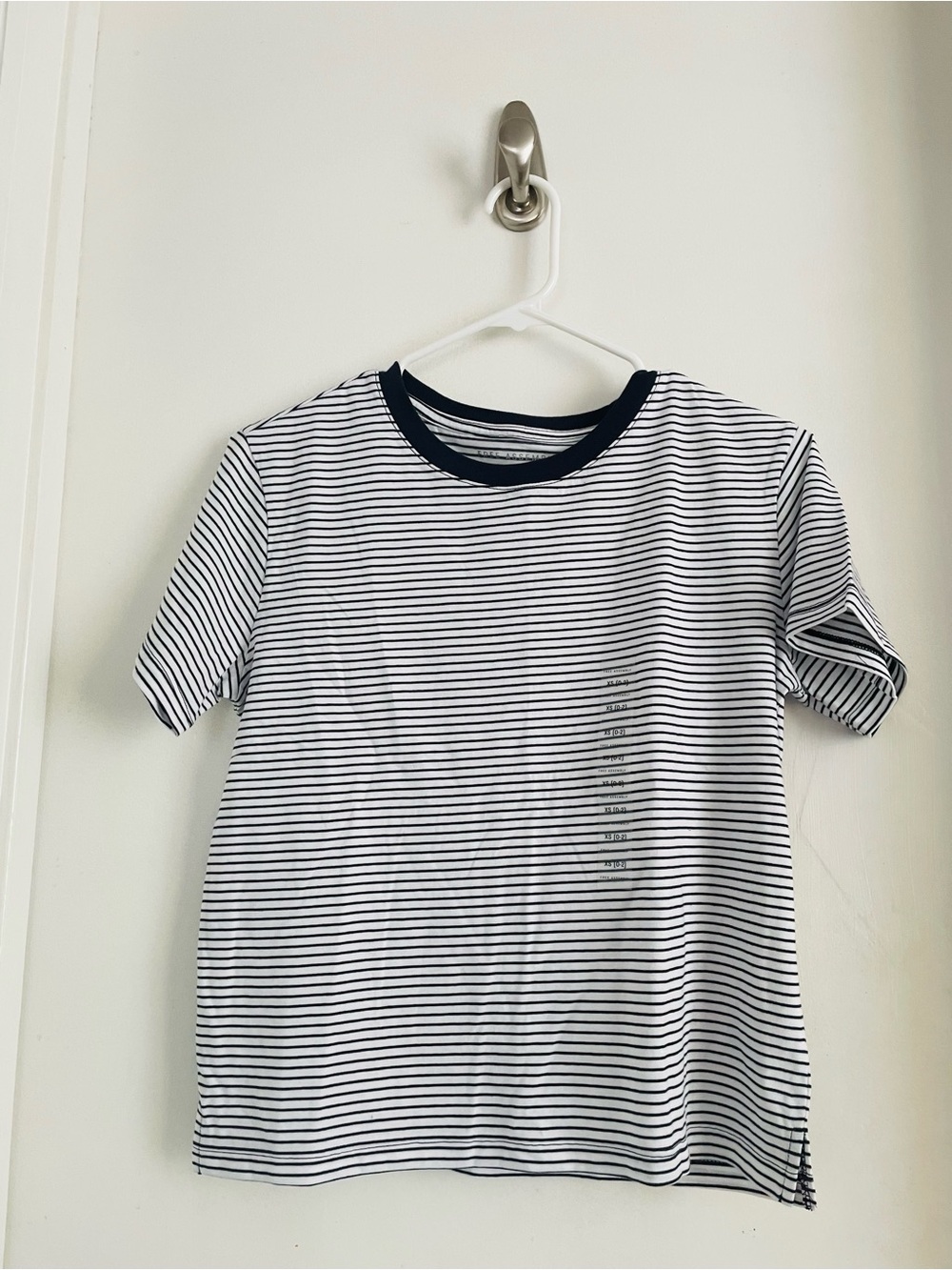 Women's Stripe Crewneck Short Sleeve Tee - Navy & White